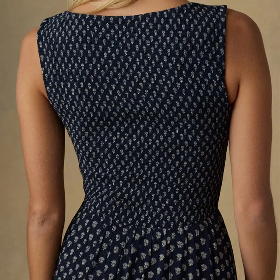 Faherty - Sophia Smocked Dress - Navy Lotus Floral sold by Merci product image thumbnail 3