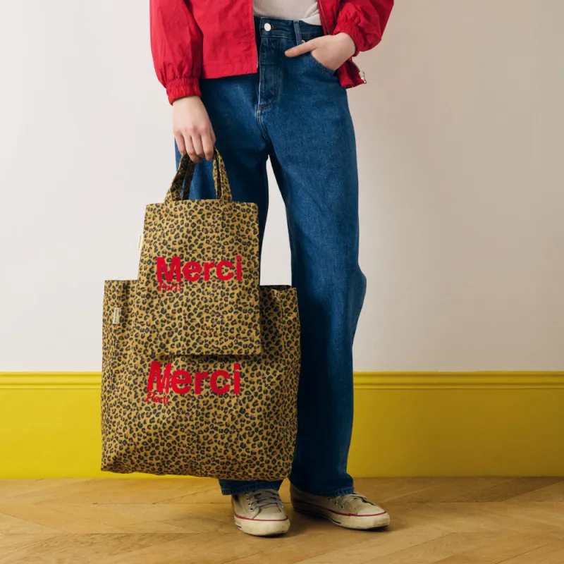 Merci - Cotton Tote Bag - Leopard & Red made by Merci