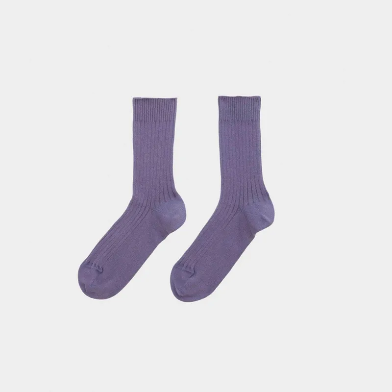 Baserange - Ribbed Crew Socks - Poa Purple made by Baserange
