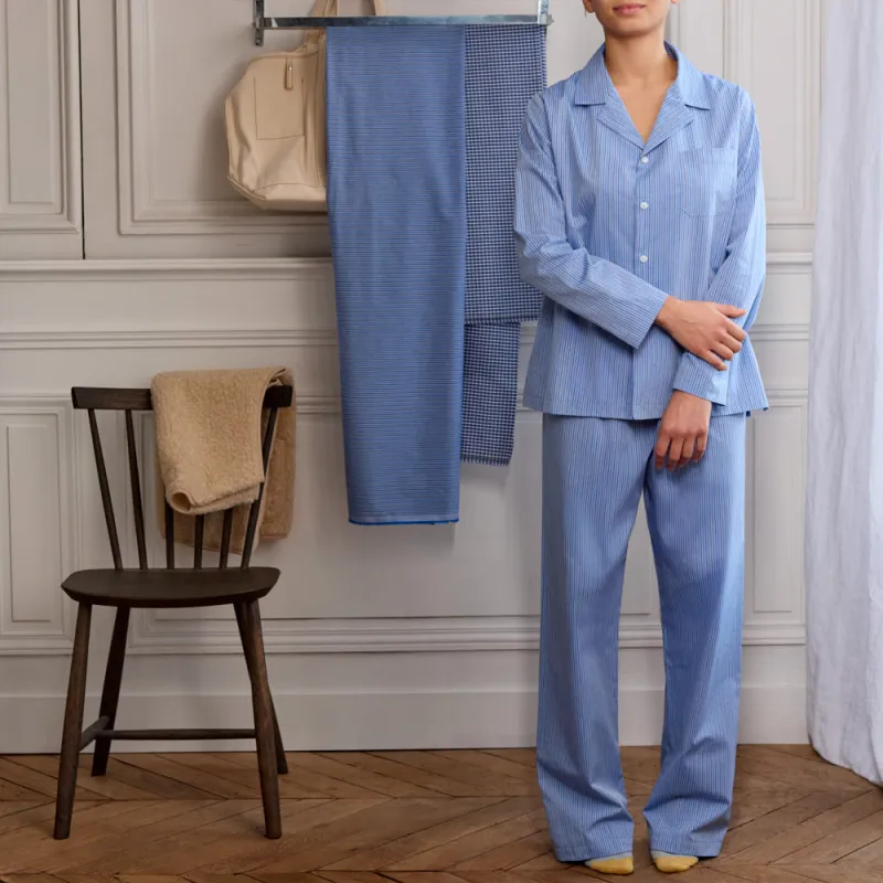 Merci - Cotton Pajamas - Triple Blue Stripes made by Merci