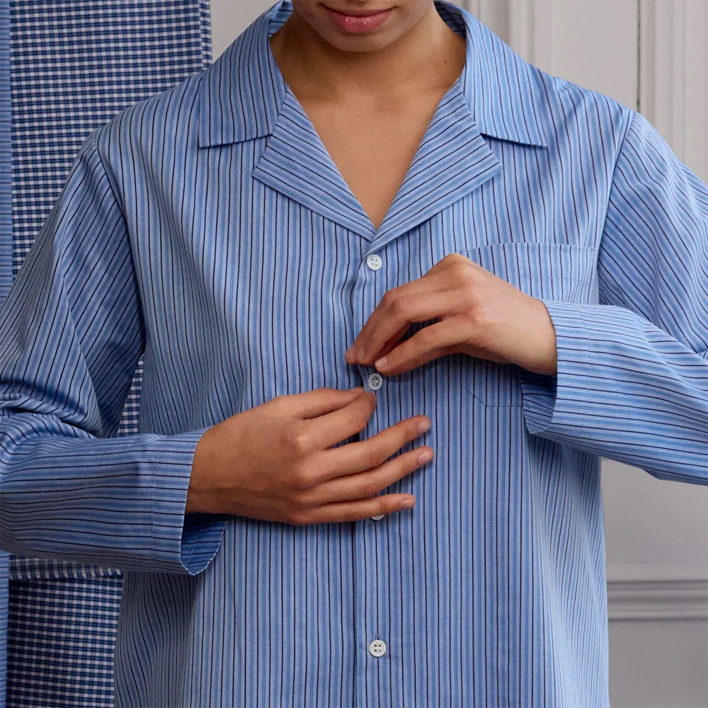 Merci - Cotton Pajamas - Triple Blue Stripes sold by Merci product image thumbnail 3