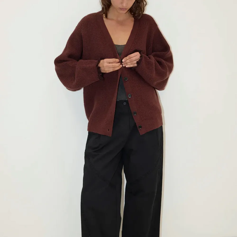Deiji Studio - Flounce Cardigan - Burgundy sold by Merci