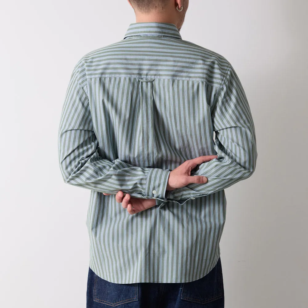 Merci - Sacha Shirt - Olive & Blue Stripes sold by Merci product image thumbnail 5