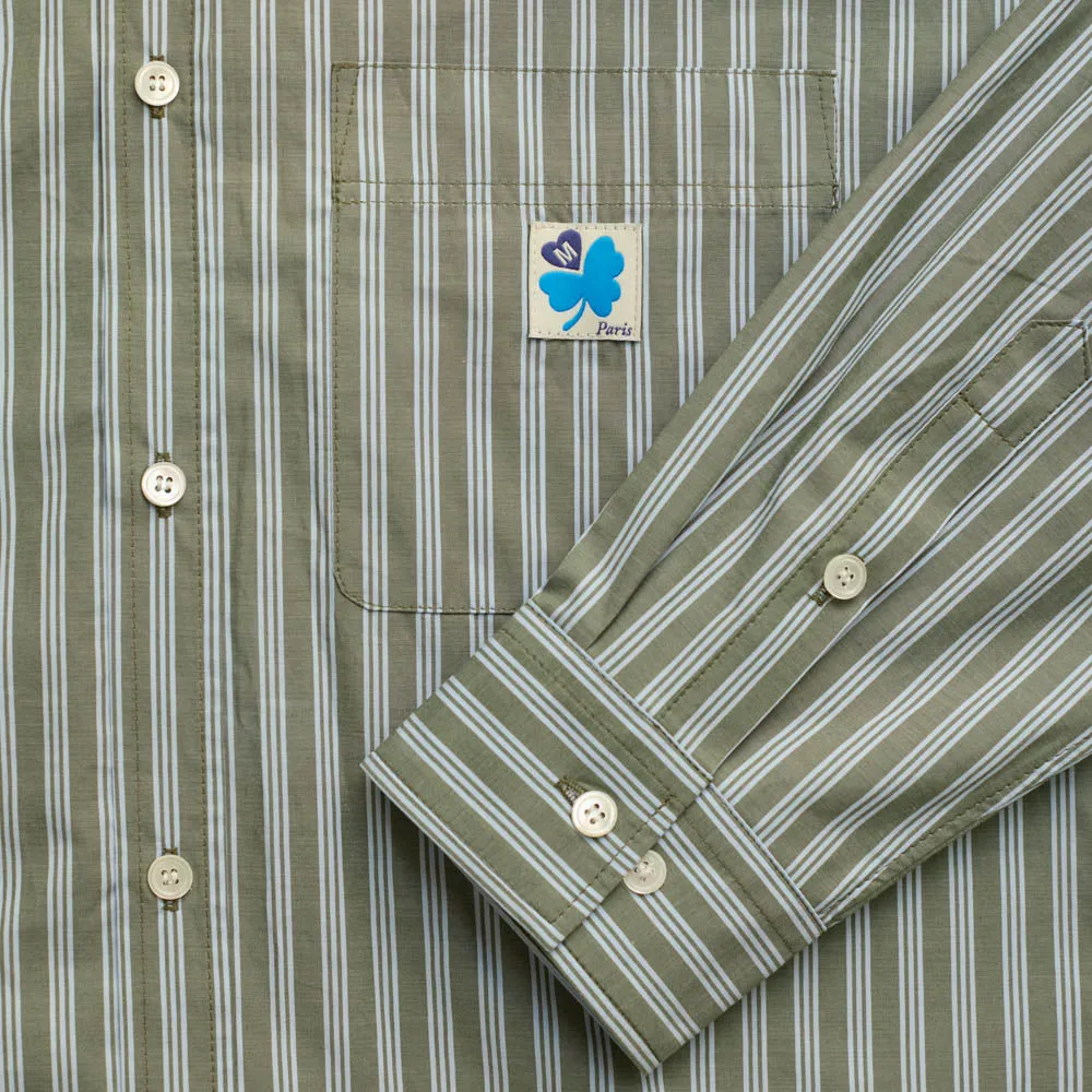Merci - Sacha Shirt - Olive & Blue Stripes sold by Merci product image thumbnail 4