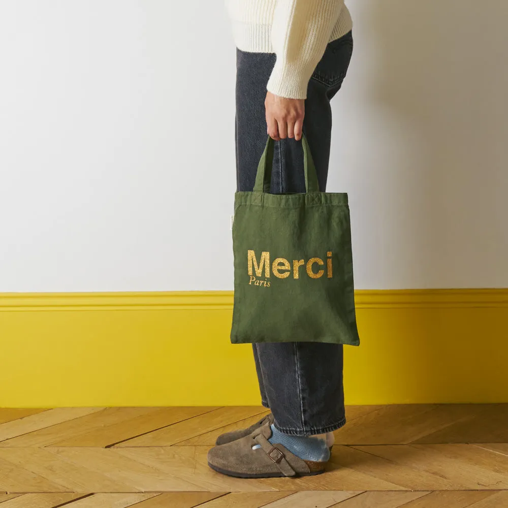 Merci - Cotton Tote Bag - Khaki & Gold sold by Merci product image thumbnail 3