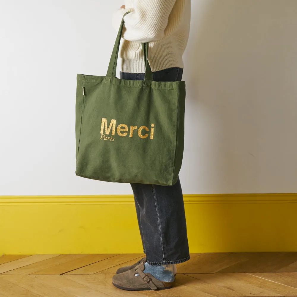 Merci - Cotton Tote Bag - Khaki & Gold sold by Merci product image thumbnail 2