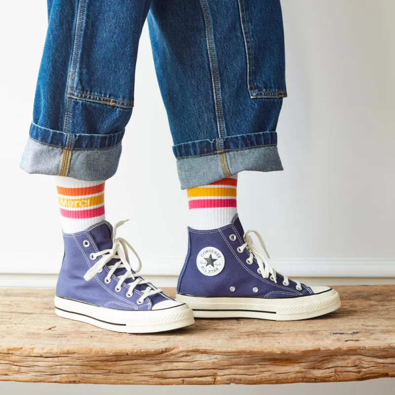 Merci - Striped Socks - Orange & Yellow & Pink made by Merci