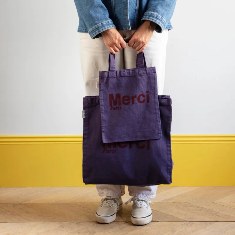 Merci - Cotton Tote Bag - Purple & Burgundy made by Merci