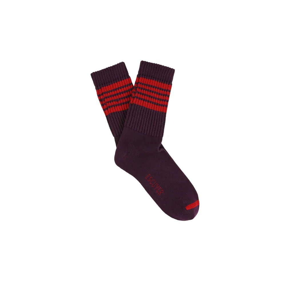 Escuyer - 5 Stripes Socks - Wine Red sold by Merci product image thumbnail 2
