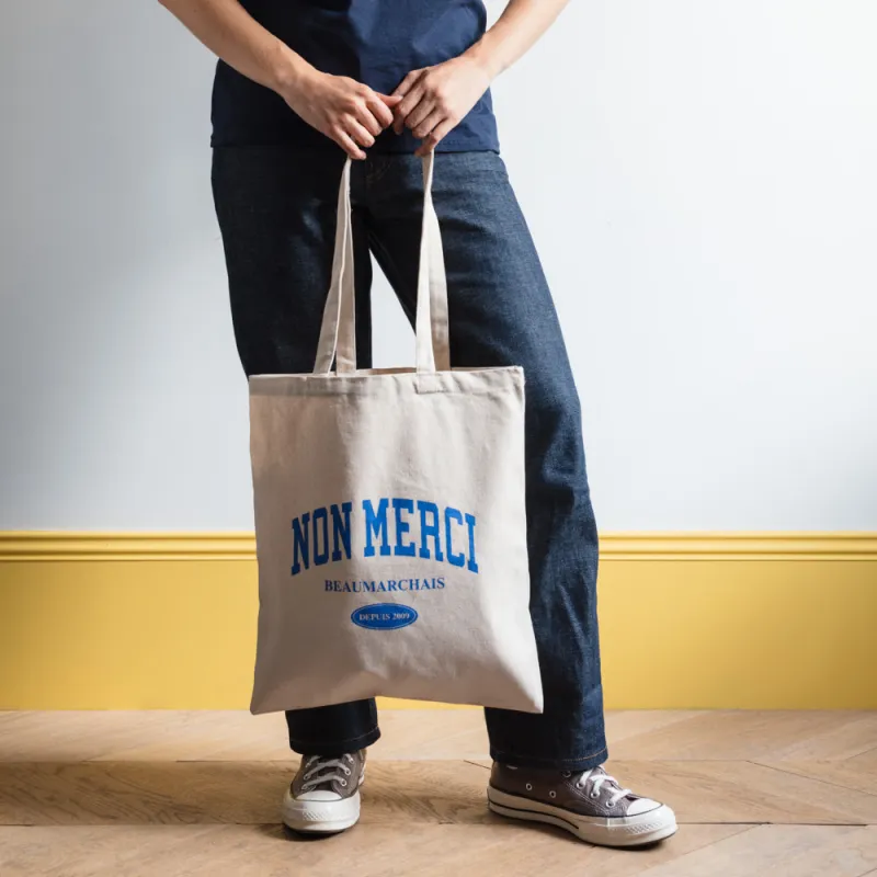 Merci - Tote Bag College Non Merci - Blue made by Merci