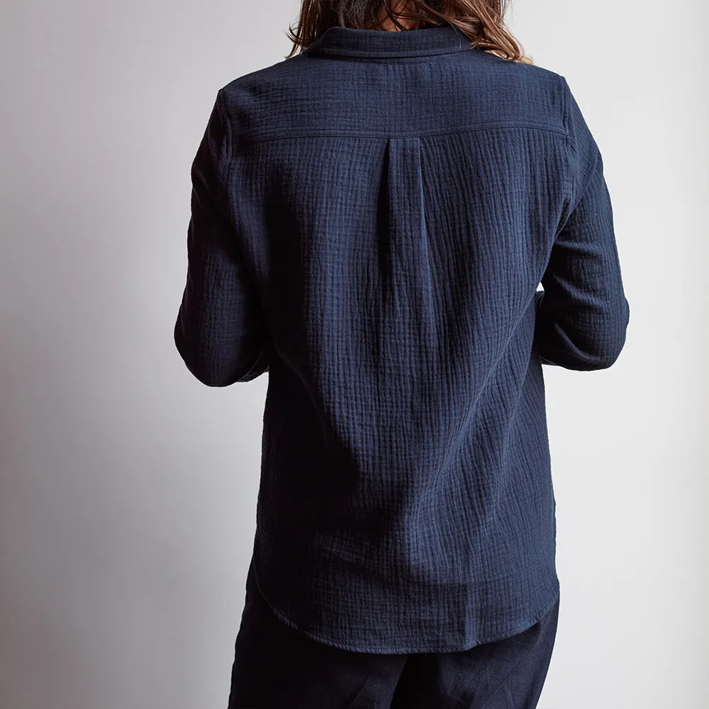 Merci cotton gauze shirt - Navy sold by Merci product image thumbnail 2