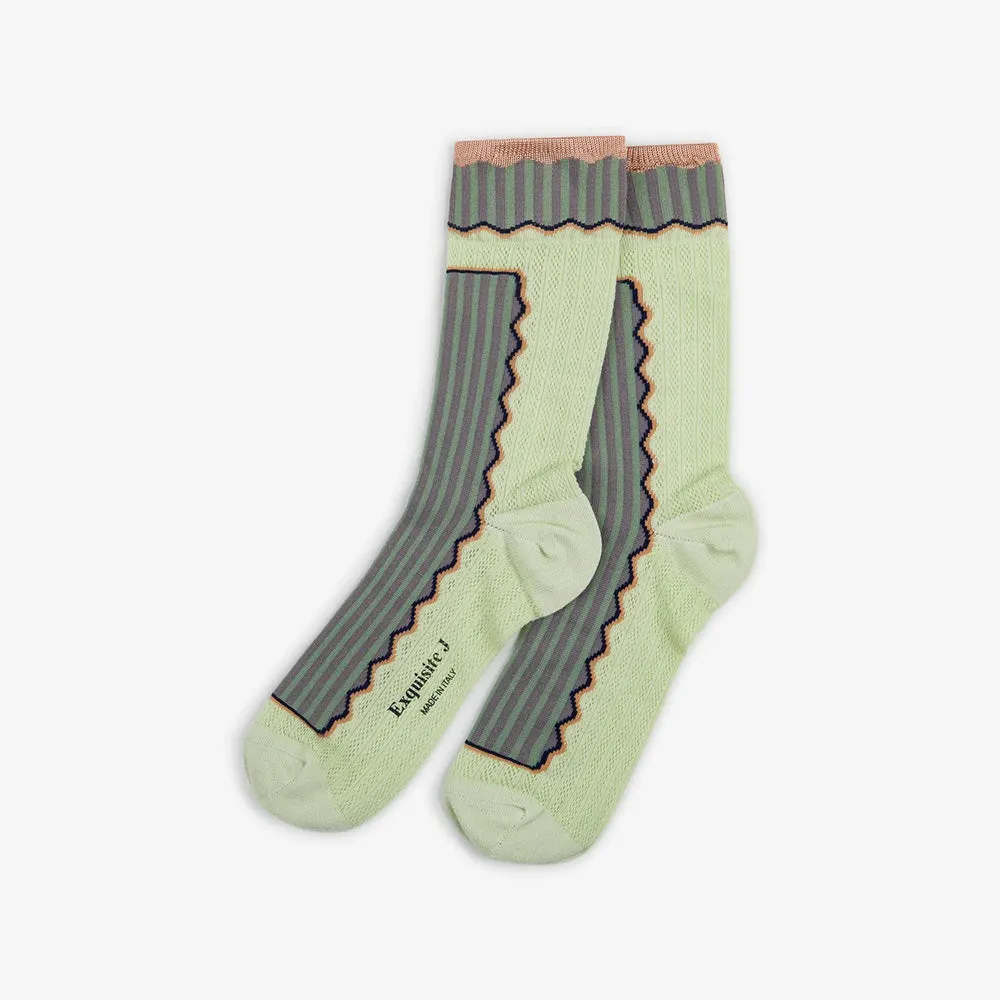 Exquisite J - CA84 Socks - Green and Purple sold by Merci
