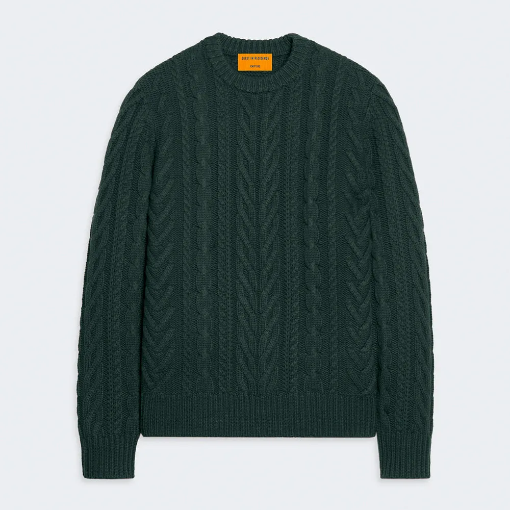 Guest In Residence - Fisherman Crew Knit - Holly Green sold by Merci