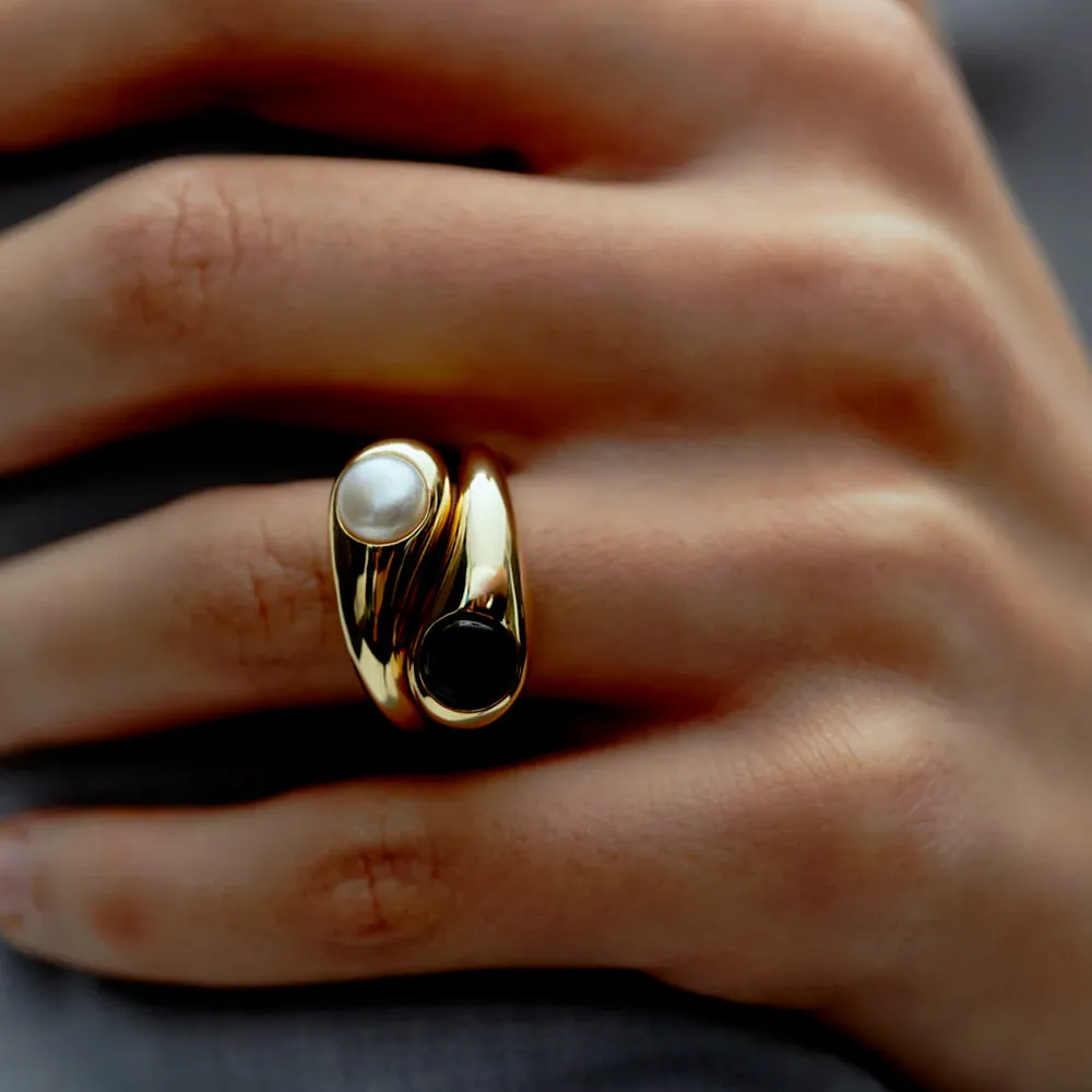 RAGBAG - Dualism Freshwater Pearl Ring - Gold sold by Merci product image thumbnail 2