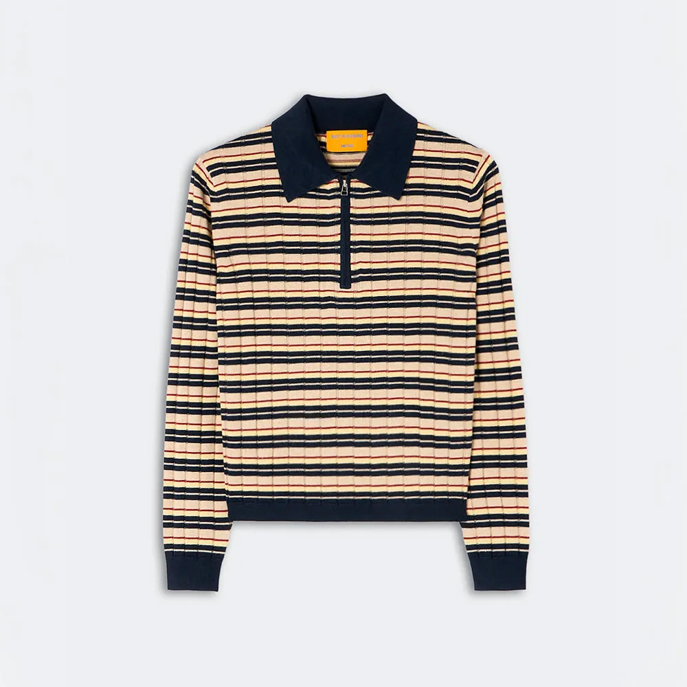 Guest In Residence - Track Polo Sweater - Navy Combo sold by Merci
