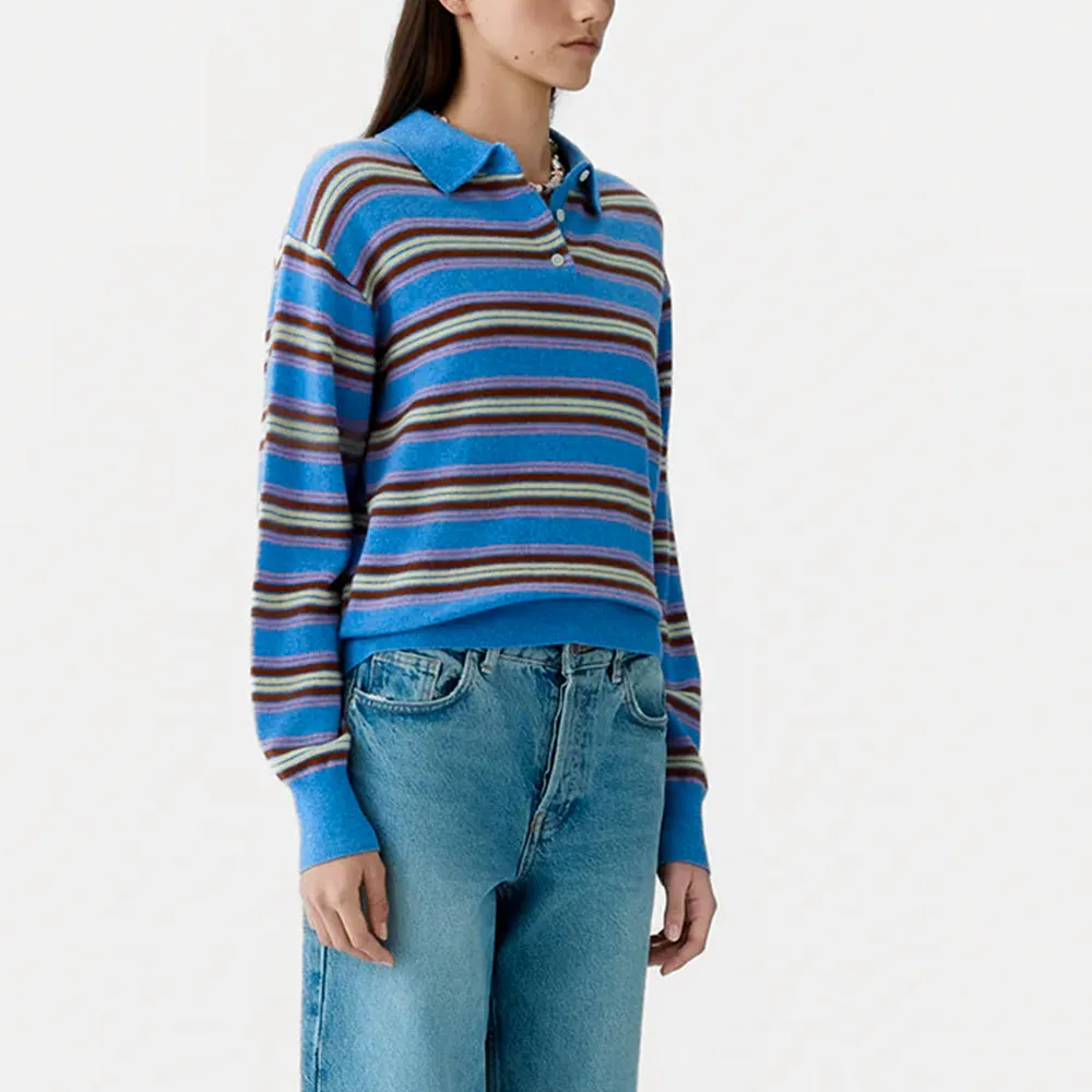 Guest In Residence - Collegiate Striped Polo - Delft Blue Combo sold by Merci product image thumbnail 3
