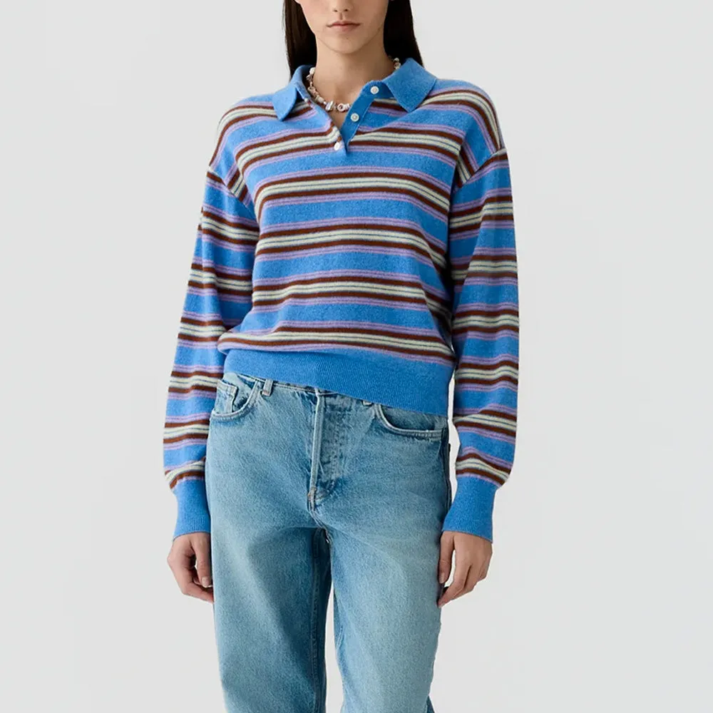 Guest In Residence - Collegiate Striped Polo - Delft Blue Combo sold by Merci product image thumbnail 2