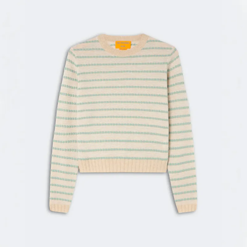 Guest In Residence - Pebble Stripe Shrunken Crew Sweater - Sandstone Combo made by Merci