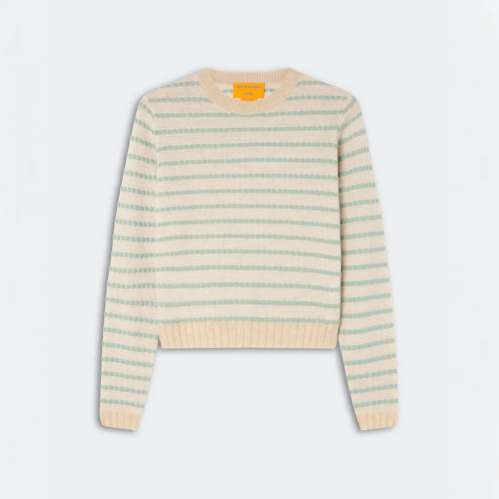 Guest In Residence - Pebble Stripe Shrunken Crew Sweater - Sandstone Combo sold by Merci