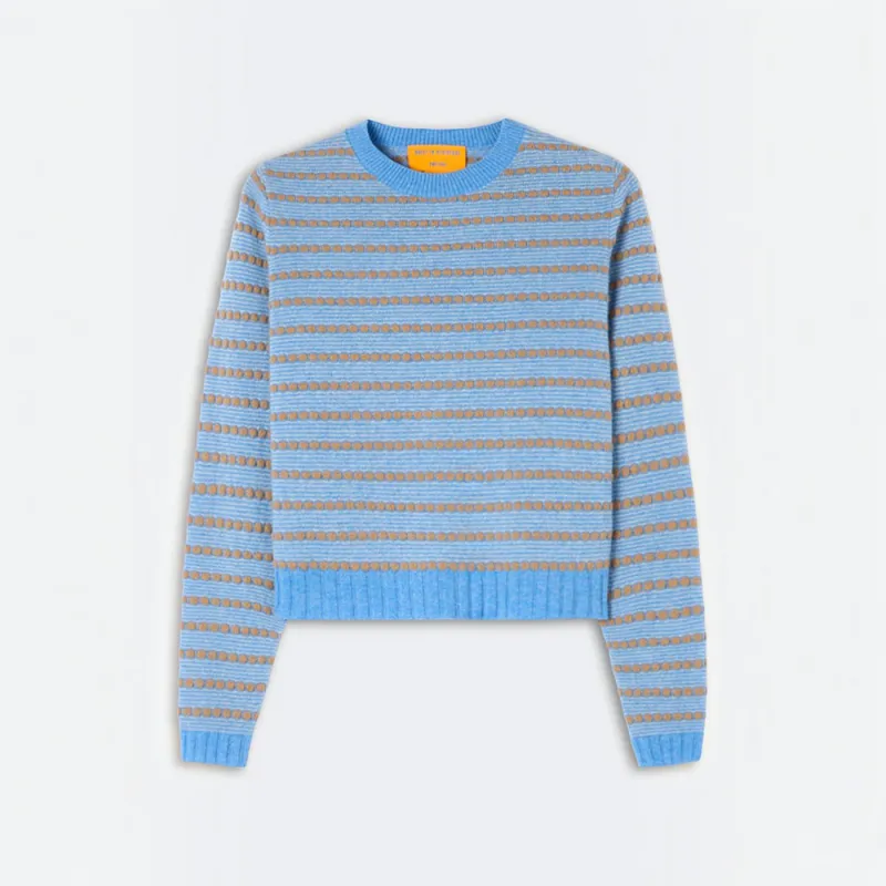 Guest In Residence - Pebble Stripe Shrunken Crew Sweater - Delft Blue Combo made by Merci
