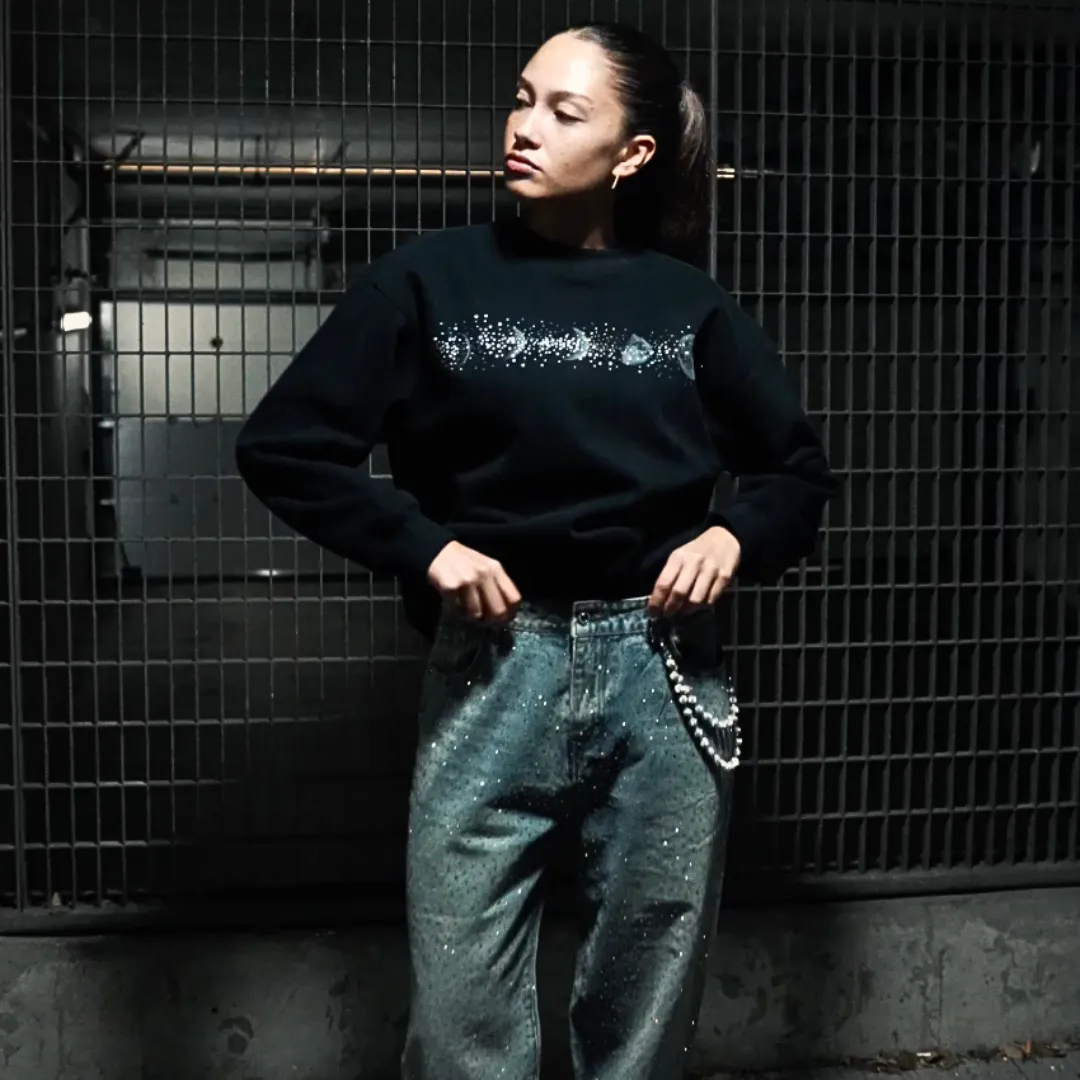 VYBES Rhinestone Moon Crewneck sold by VYBES product image thumbnail 2