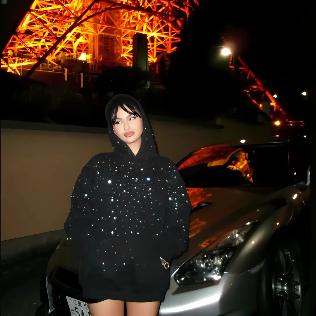 VYBES Rhinestone Galaxy Hoodie sold by VYBES product image thumbnail 4