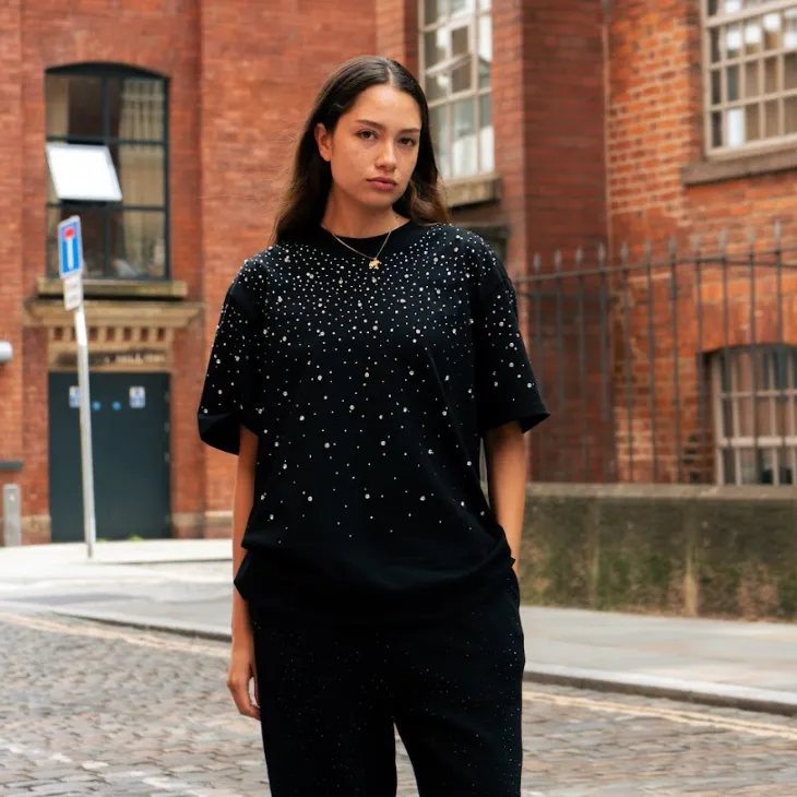 VYBES Luxe Rhinestone Tee sold by VYBES product image thumbnail 4