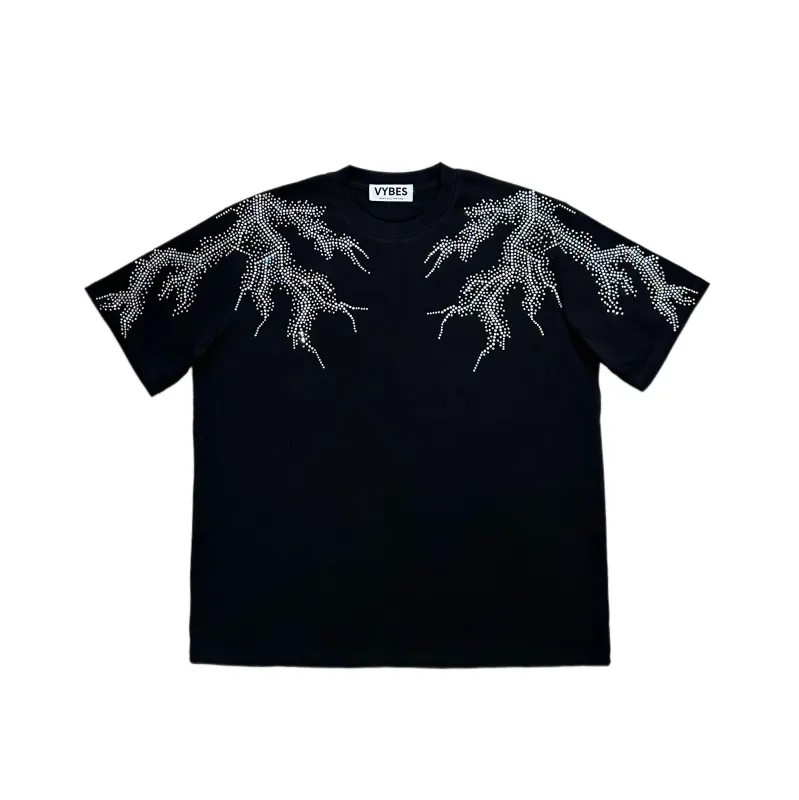 VYBES Rhinestone Lightning Tee made by VYBES