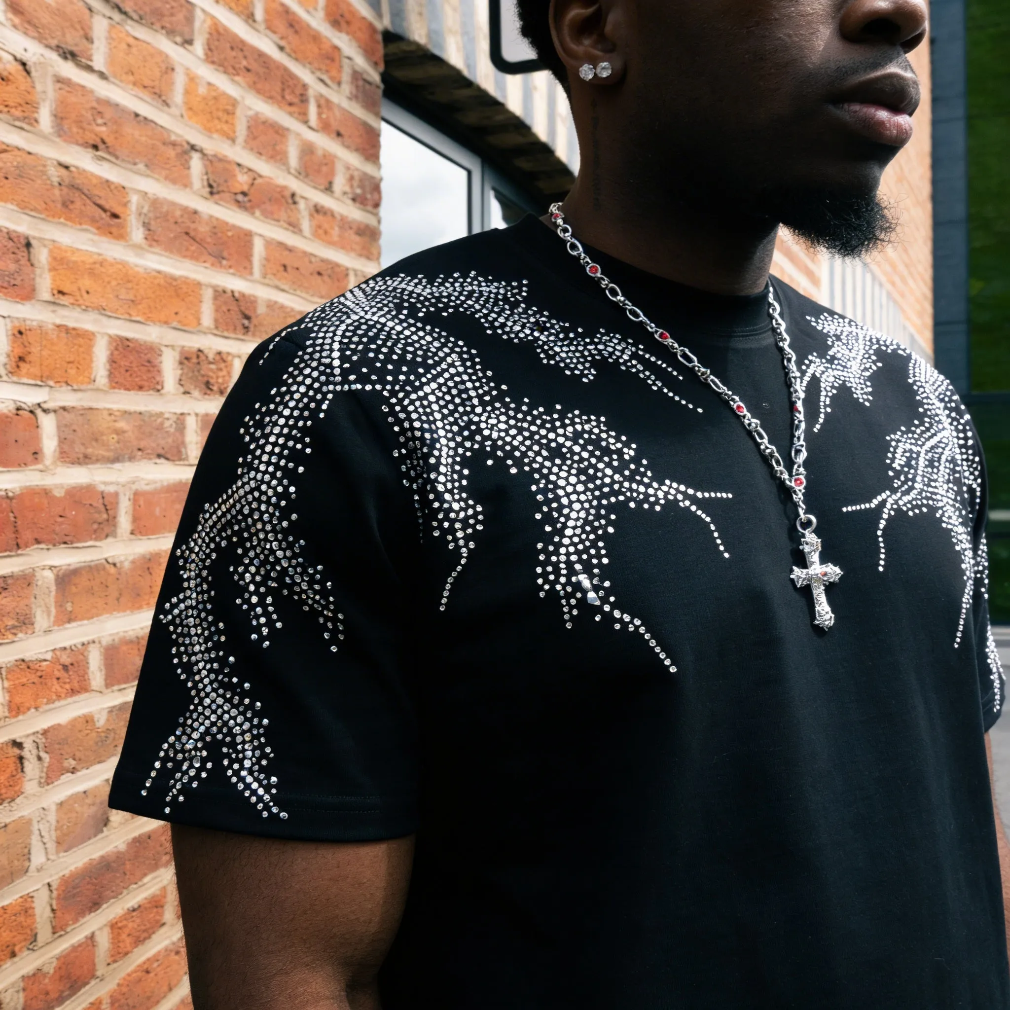 VYBES Rhinestone Lightning Tee sold by VYBES product image thumbnail 4