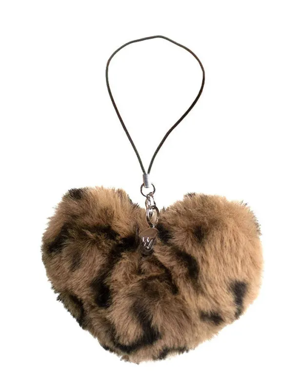 Fuzzy Heart w/ WF Charm | Leopard made by Wildflower
