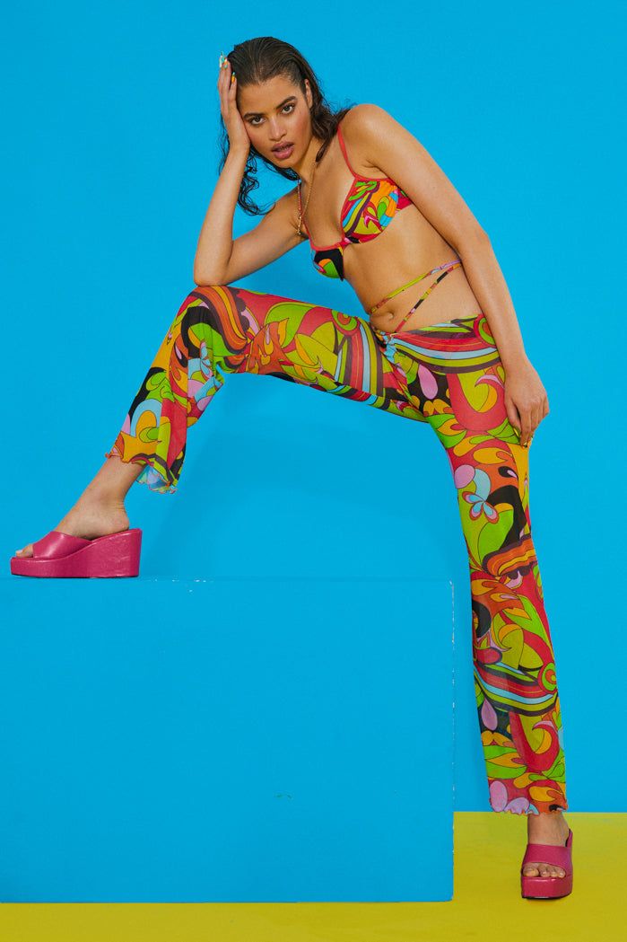 Geometric Summer Print Slight Flared Leg Beach Trousers sold by Jaded London product image thumbnail 4