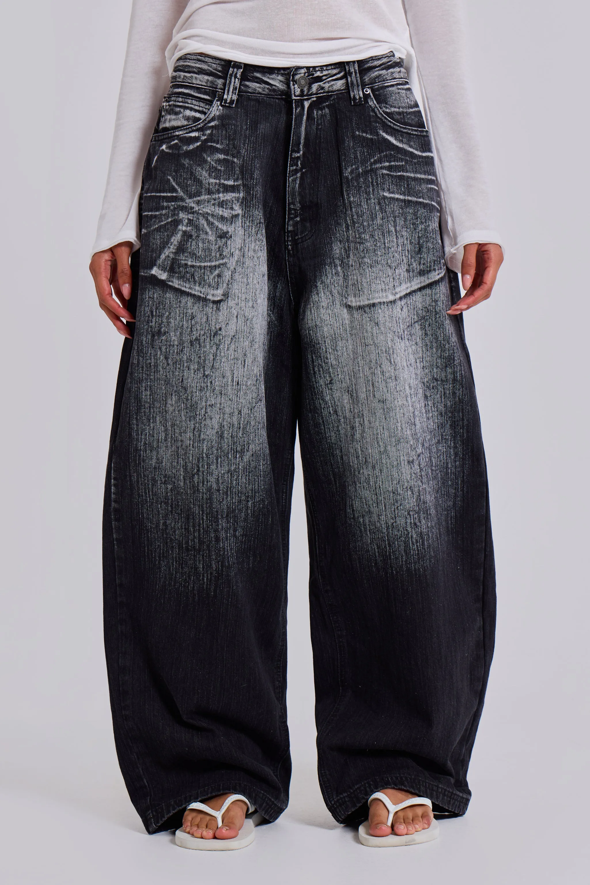 Black White Wash XL Colossus Jeans sold by Jaded London product image thumbnail 2