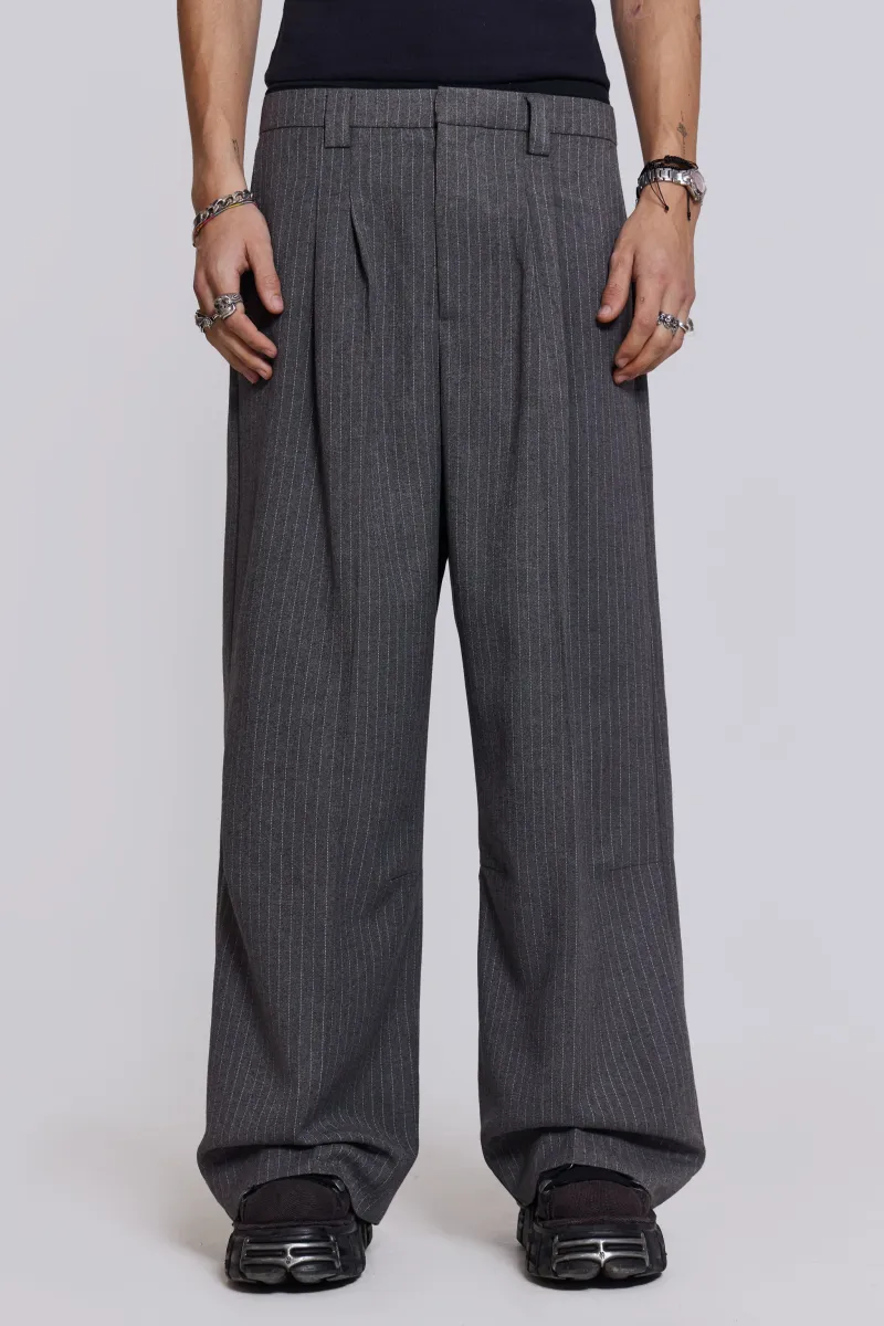 Goliath Light Grey Pinstripe Suit Pants | Parallel