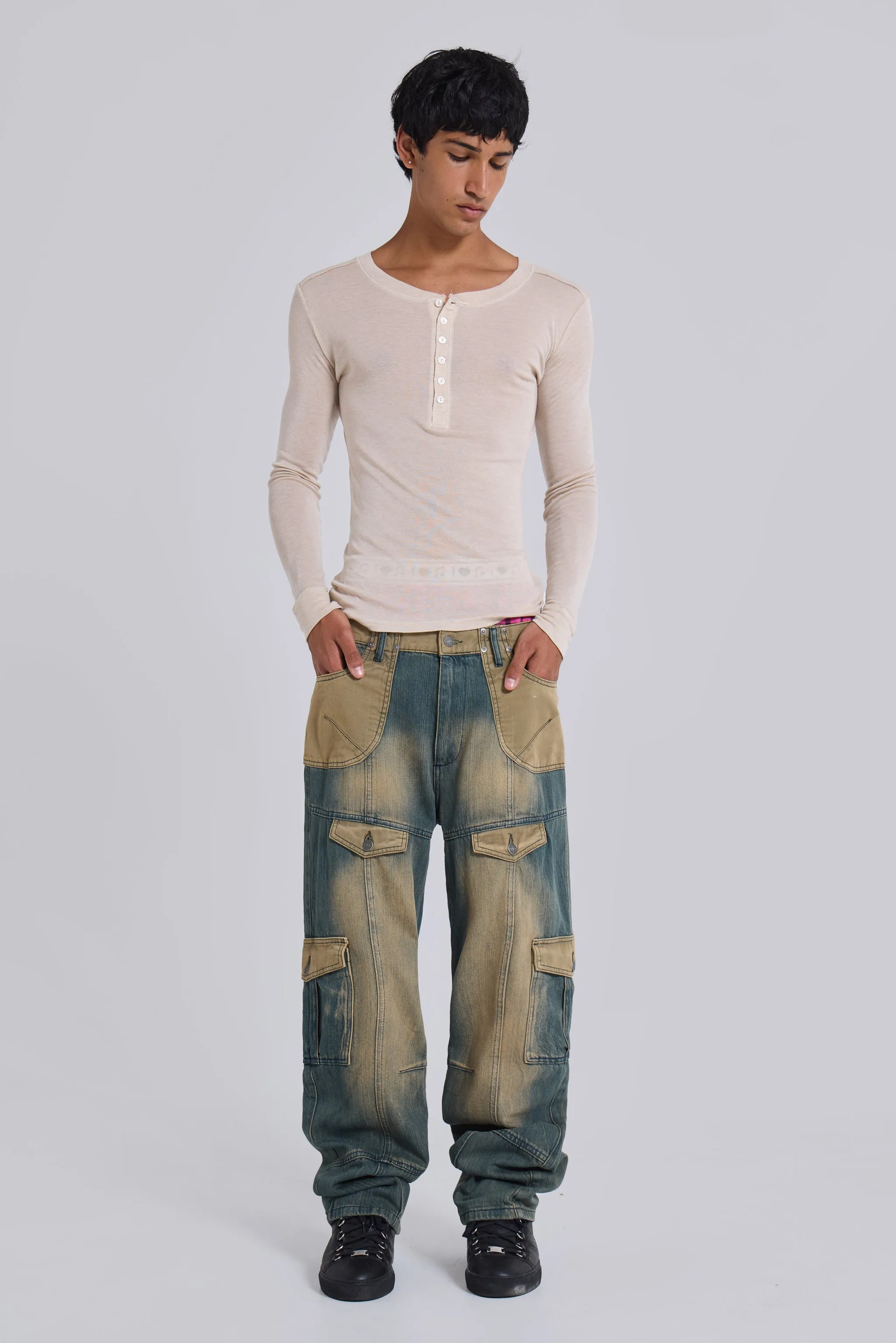 Oatmeal Haze Henley Top sold by Jaded London product image thumbnail 5