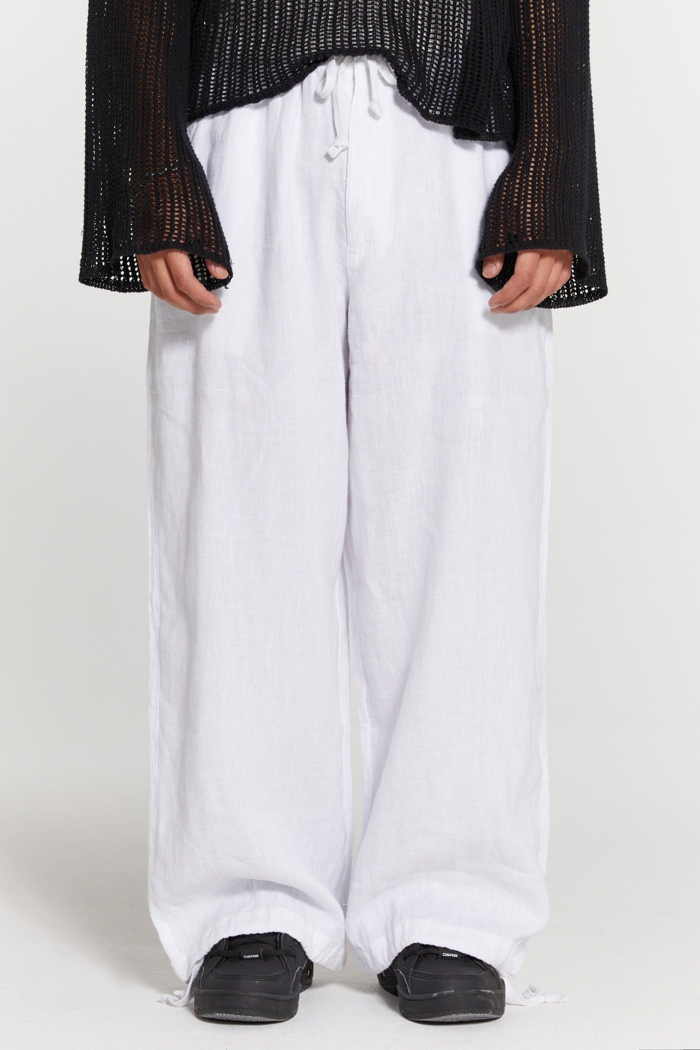 White Navagio Linen Trousers sold by Jaded London