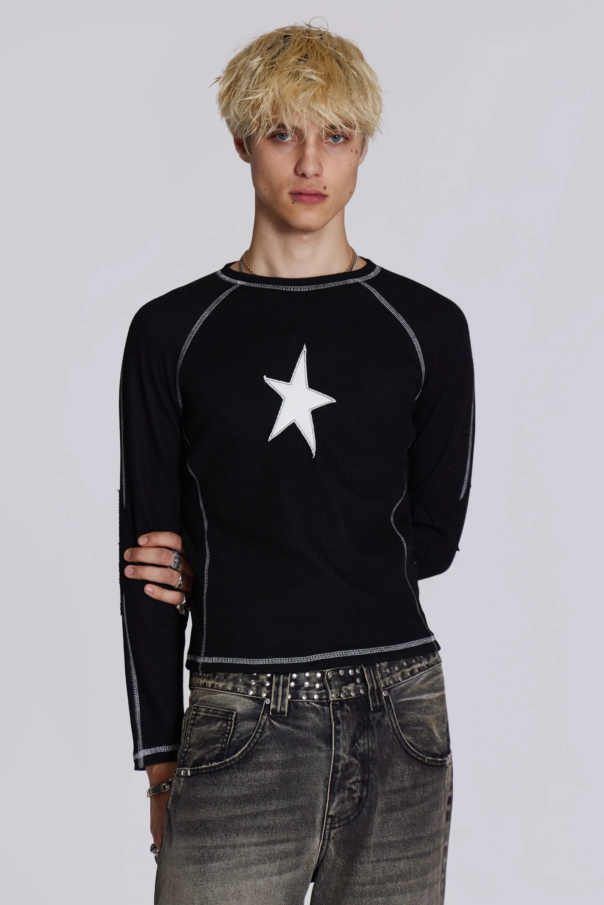 Jaded London Black & White Starstruck Tee | Parallel