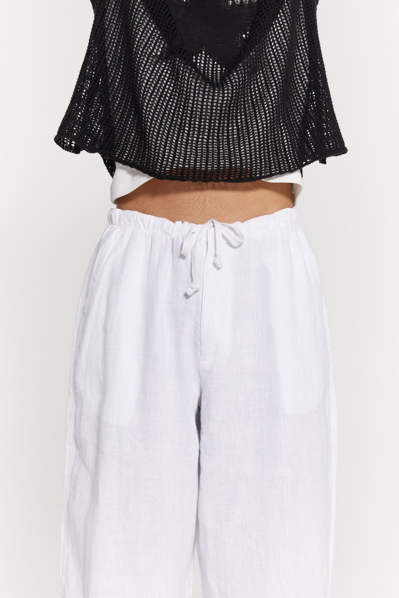 White Navagio Linen Trousers sold by Jaded London product image thumbnail 3