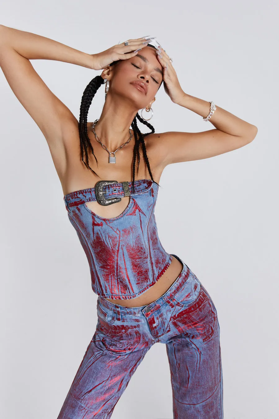 Midtown Metallic Corset sold by Jaded London