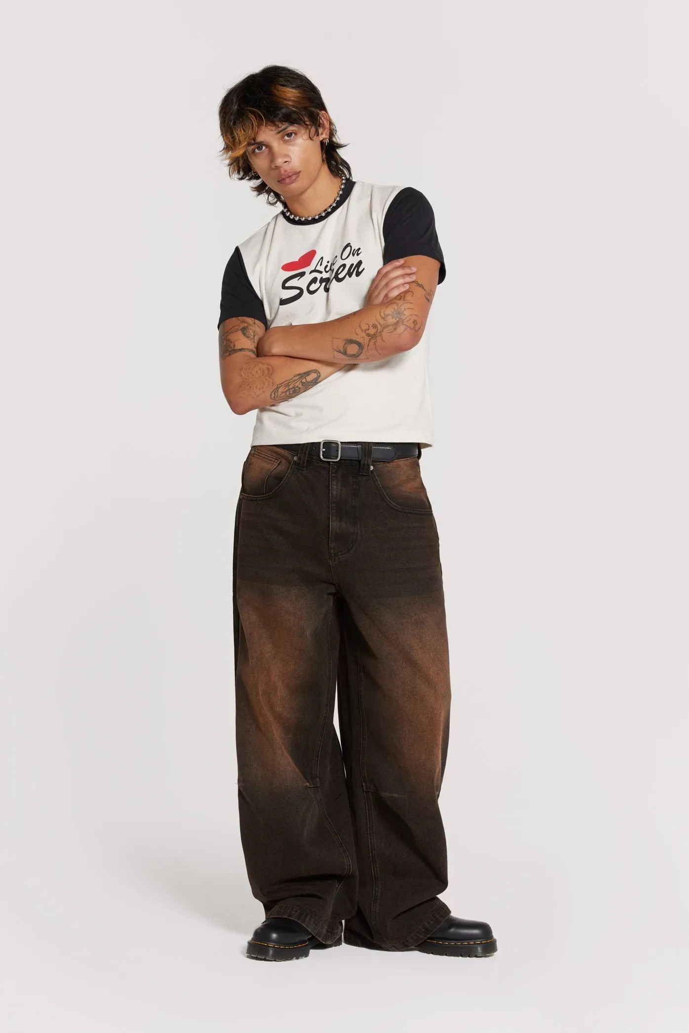 Vintage Brown Colossus Fit Jeans sold by Jaded London product image thumbnail 2