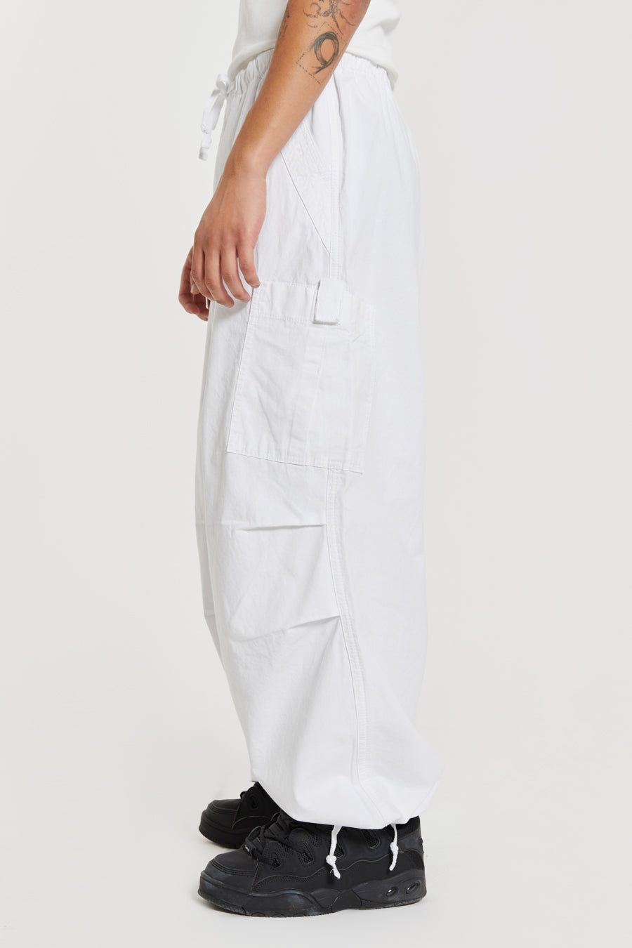 Pure White Parachute Cargo Pants sold by Jaded London product image thumbnail 5
