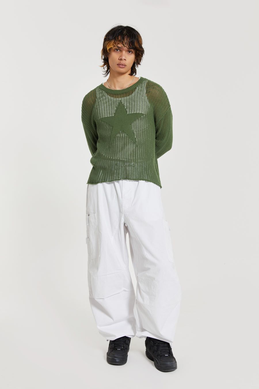 Pure White Parachute Cargo Pants sold by Jaded London product image thumbnail 2