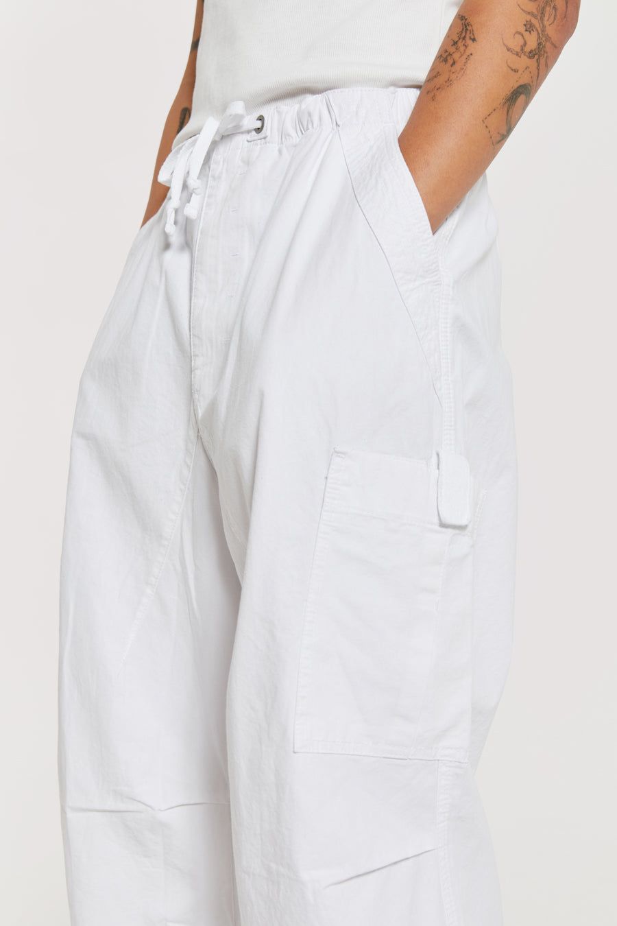 Pure White Parachute Cargo Pants sold by Jaded London product image thumbnail 6