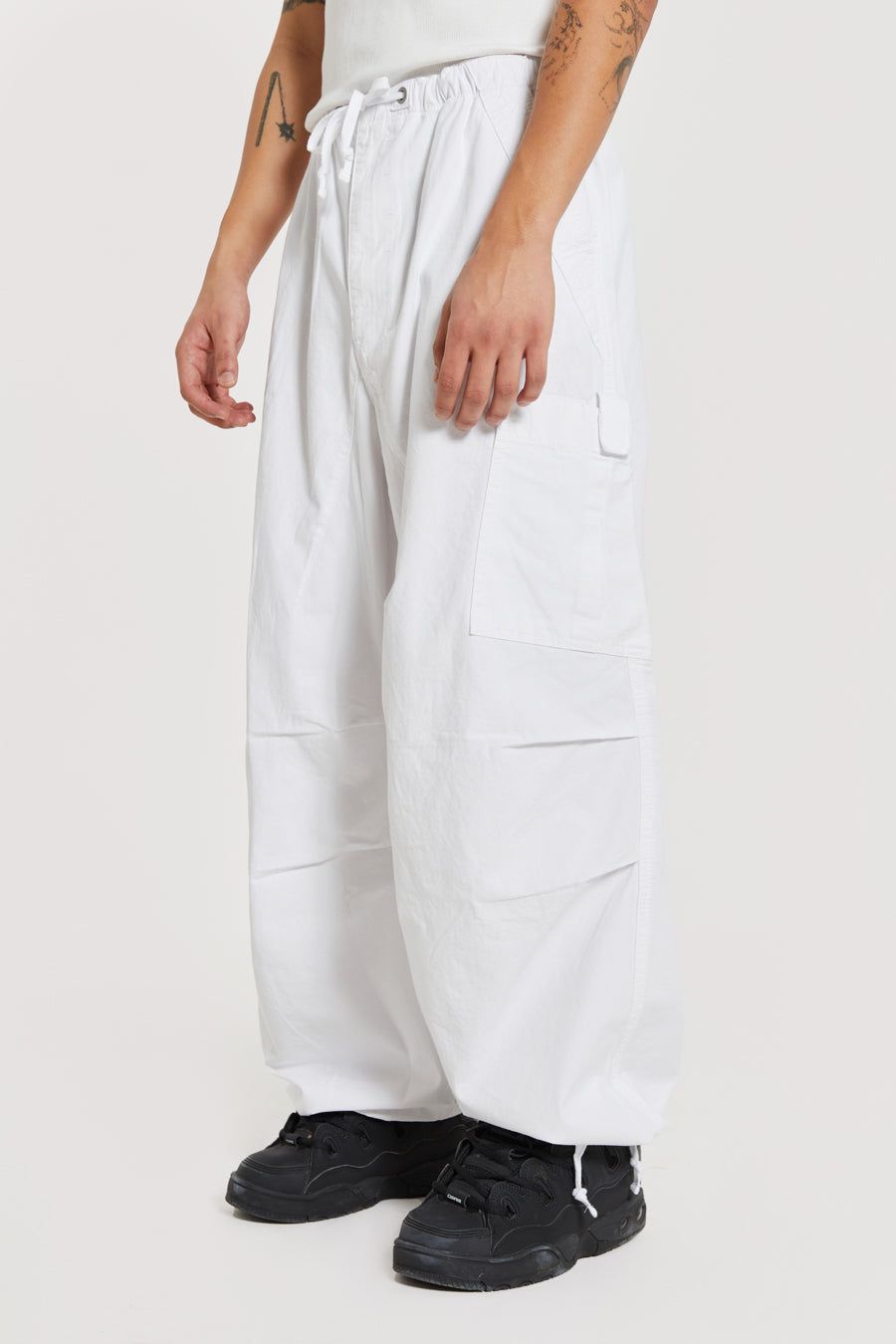 Pure White Parachute Cargo Pants sold by Jaded London product image thumbnail 4