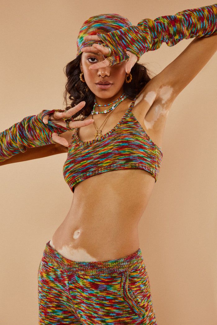 Spacedye Knit Crop Top With Matching Sleeves sold by Jaded London product image thumbnail 7