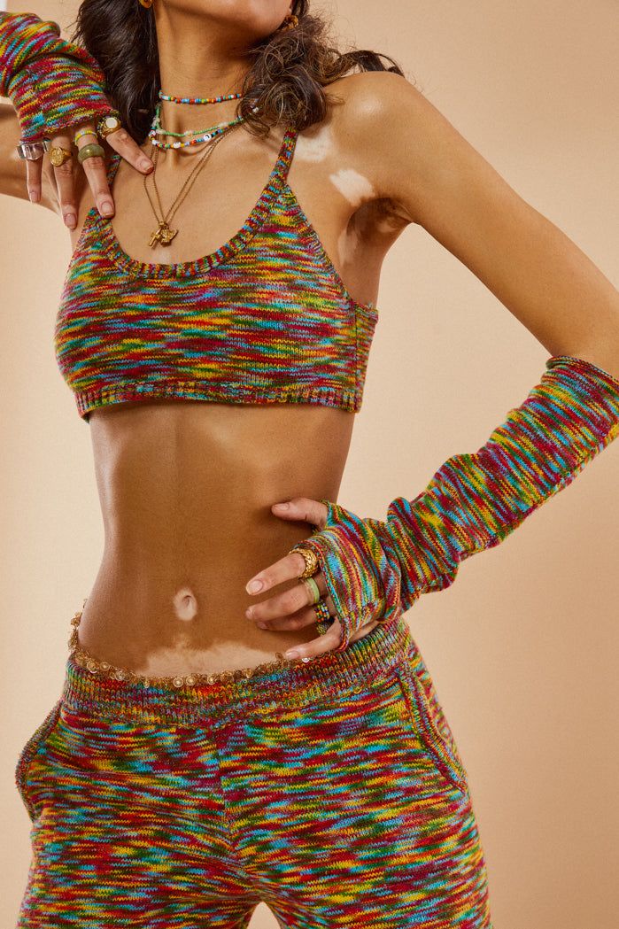 Spacedye Knit Crop Top With Matching Sleeves sold by Jaded London product image thumbnail 5