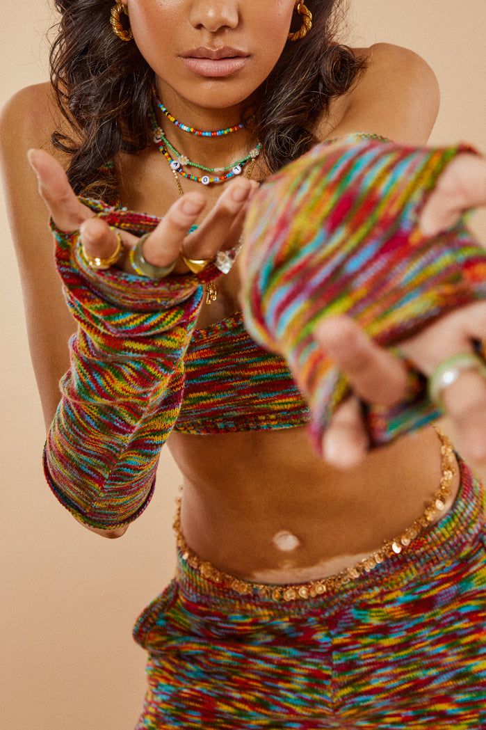 Spacedye Knit Crop Top With Matching Sleeves sold by Jaded London product image thumbnail 6