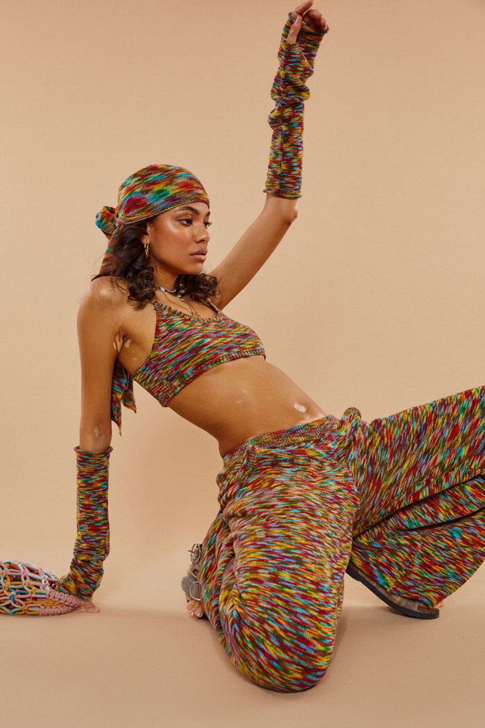 Spacedye Knit Crop Top With Matching Sleeves sold by Jaded London