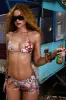 Raquel Leopard Reversible Micro Triangle Bikini Top sold by Jaded London