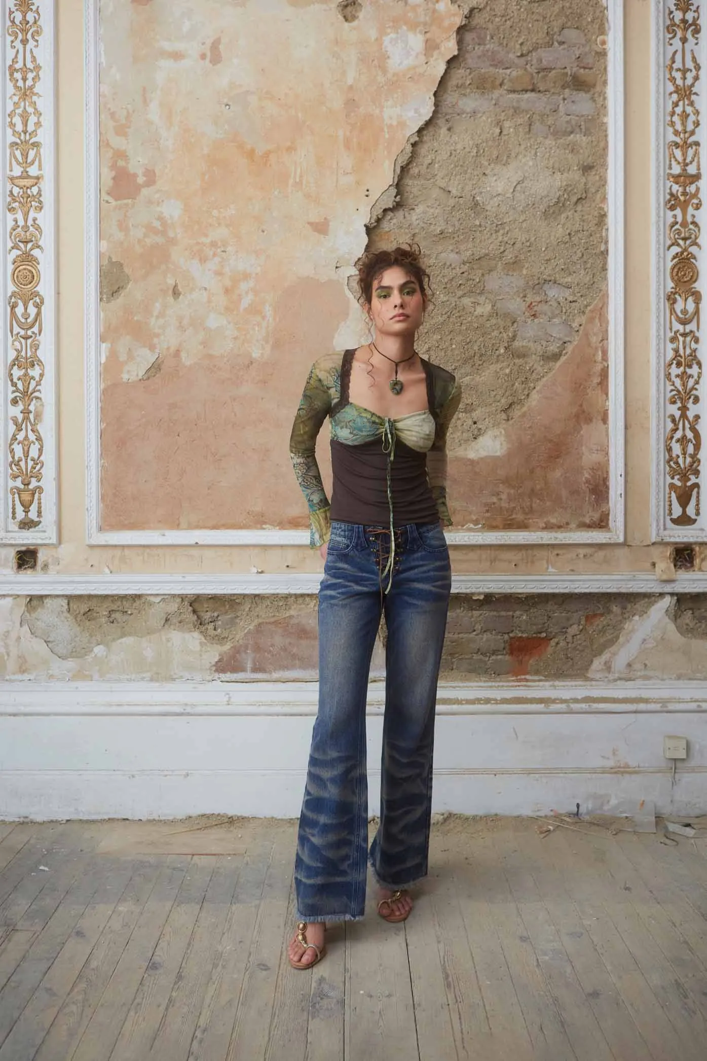 After Hours Lace Up Jeans sold by Jaded London