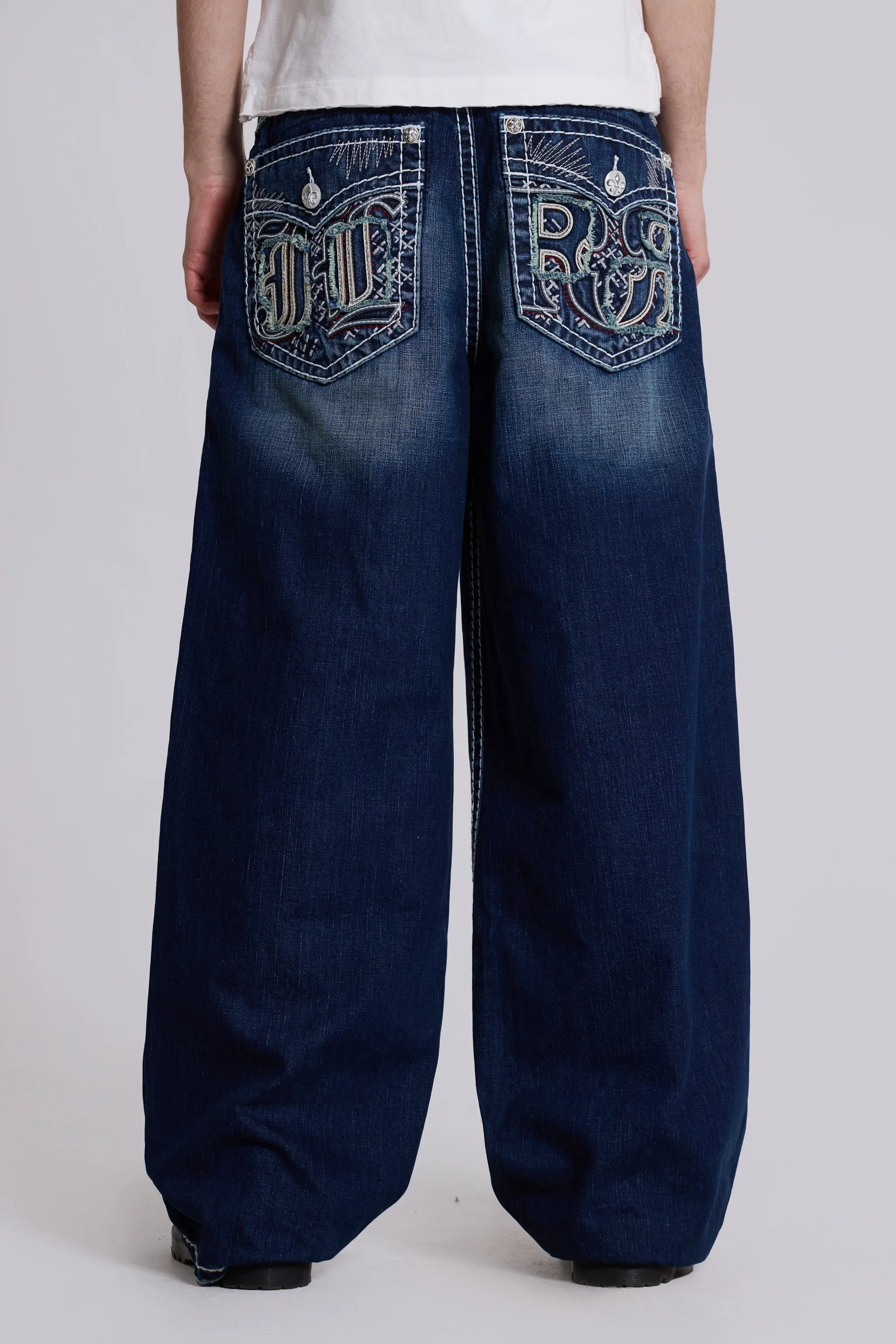 【JADED LONDON】ROCK REVIVAL COLOSSUS JEANS バギージーンズ Rock Revival Axel Colossus Jeans in Washed Black | Jaded